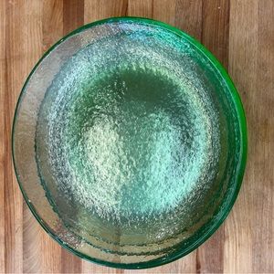 Fire and Light CELERY GREEN Recycled Glass 8" Salad Dessert Plate Hand Blown NOS